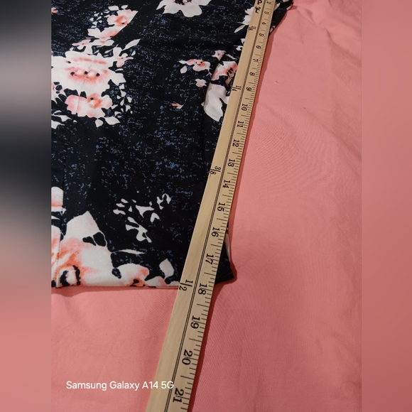 Arolina Wide Leg Floral Casual Pull On Pants XXL Black/peach - Picture 3 of 10